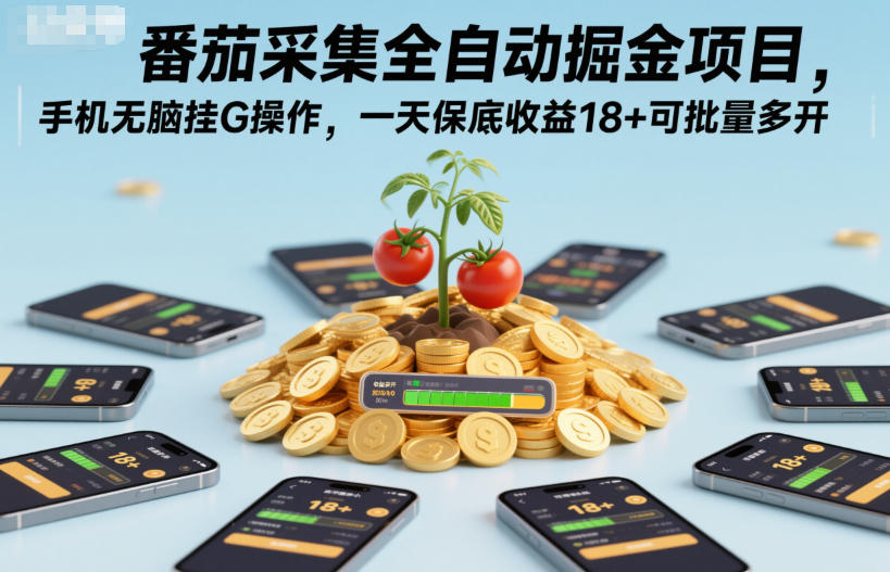 番茄采集全自动掘金项目,手机无脑挂G操作,一天保底收益18+可批量多开【揭秘】-Scorpio丨网创
