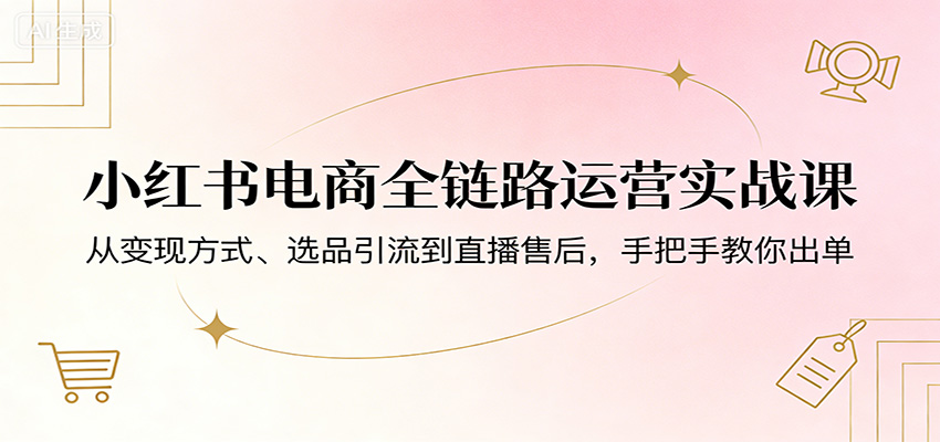 小红书电商全链路运营实战课：从变现方式、选品引流到直播售后，手把手教你出单-Scorpio丨网创