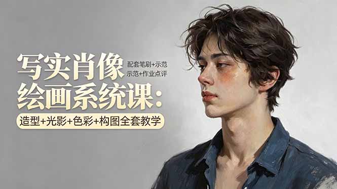 写实肖像绘画系统课:造型+光影+色彩+构图全套教学,配套笔刷+示范+作业点评-Scorpio丨网创