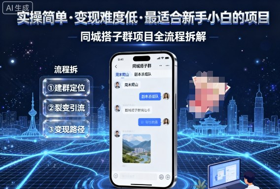 实操简单,变现难度低,最适合新手小白做的项目,每天轻松收入3张,同城搭子群项目全流程拆解-Scorpio丨网创
