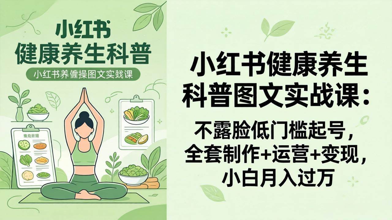 （18033期）2026小红书健康养生科普图文实战课：不露脸低门槛起号，全套制作+运营+变现，小白月入过万-Scorpio丨网创