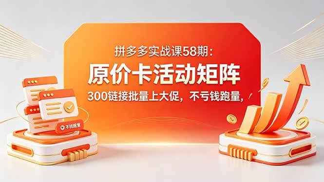（18395期）拼多多实战课58期：原价卡活动矩阵，300链接批量上大促，不亏钱跑量-Scorpio丨网创