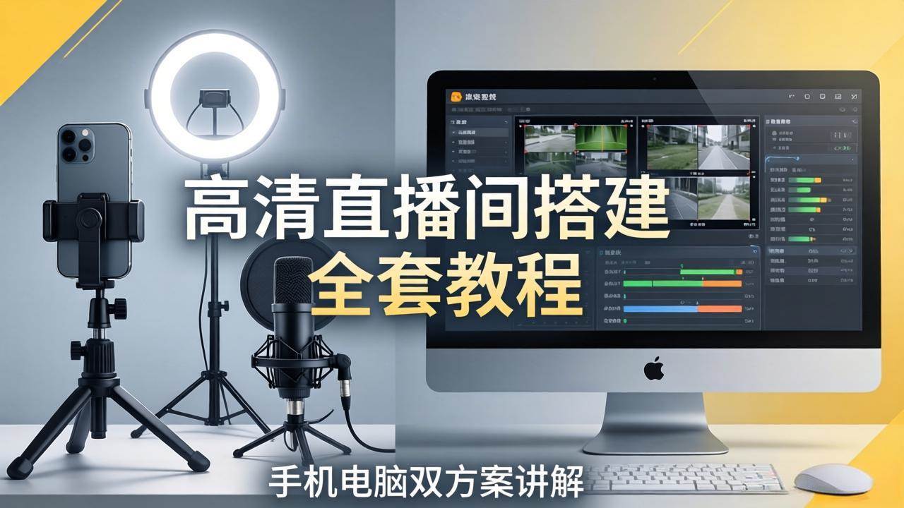 （18104期）高清直播间搭建全套教程，手机电脑双方案讲解，设备选型调试多机位实操教学-Scorpio丨网创