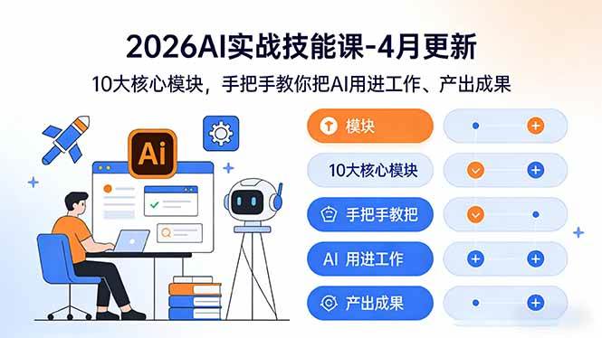 （17941期）2026AI实战技能课-4月更新：10大核心模块，手把手教你把AI用进工作、产出成果-Scorpio丨网创