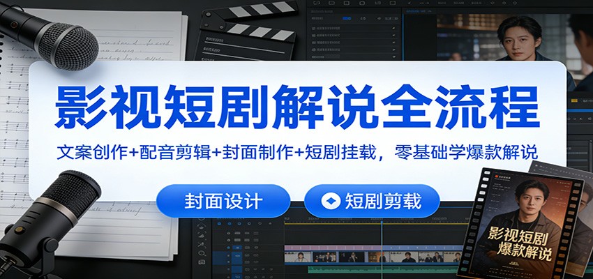 影视短剧解说全流程：文案创作+配音剪辑+封面制作+短剧挂载，零基础学爆款解说-Scorpio丨网创