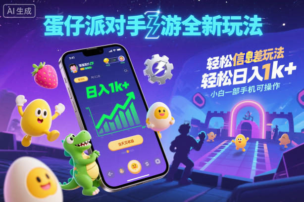 蛋仔派对手游全新玩法，轻松日入1k+，风口信息差玩法，当天见收益，小白一部手机可操作-Scorpio丨网创