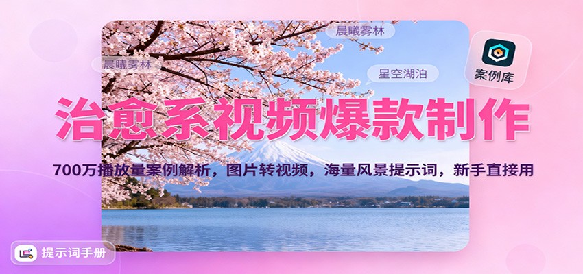 治愈系视频爆款制作,700万播放量案例解析,图片转视频,海量风景提示词,新手直接用-Scorpio丨网创