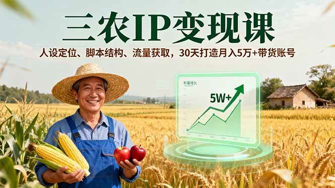 (16044期)三农IP变现课,人设定位、脚本结构、流量获取,30天打造月入5万+带货账号-Scorpio丨网创