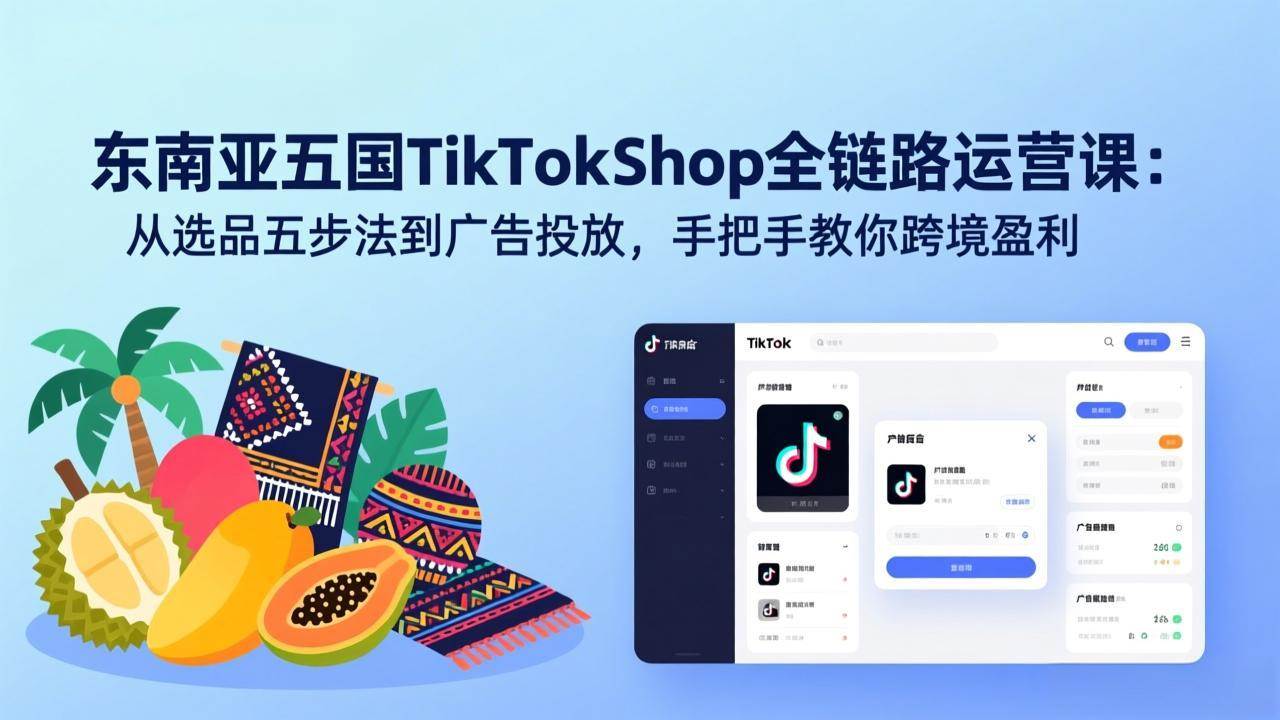 （17511期）东南亚五国TikTok Shop全链路运营课：从选品五步法到广告投放，手把手教你跨境盈利-Scorpio丨网创