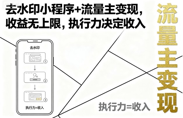 去水印小程序+流量主变现,收益无上限,执行力决定收入-Scorpio丨网创