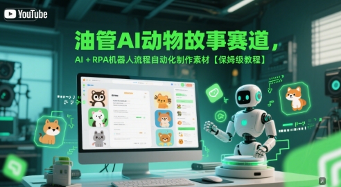 油管AI动物故事赛道，AI+RPA机器人流程自动化制作素材【保姆级教程】-Scorpio丨网创