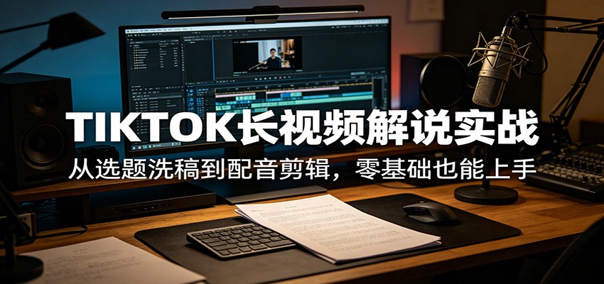 TIKTOK长视频解说实战：从选题洗稿到配音剪辑，零基础也能上手-Scorpio丨网创