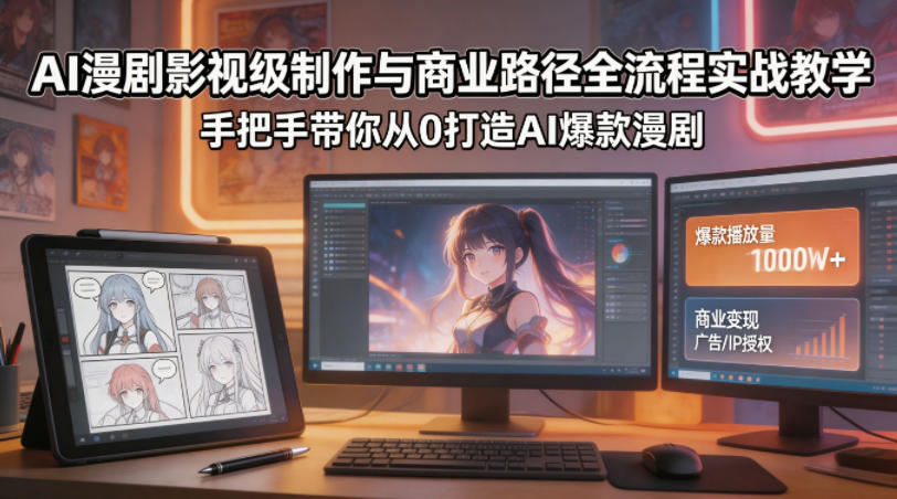 AI漫剧影视级制作与商业路径全流程实战教学，手带你从0打造AI爆款漫剧-Scorpio丨网创