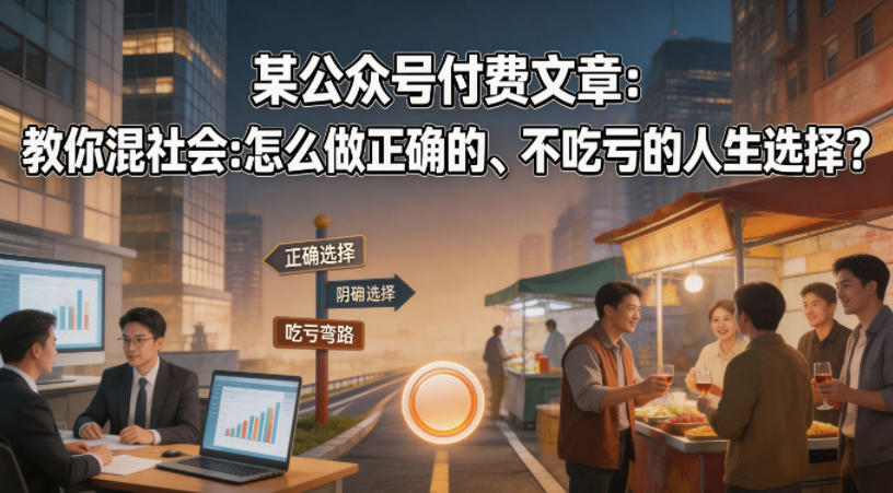 某公众号付费文章：教你混社会：怎么做正确的、不吃亏的人生选择？-Scorpio丨网创