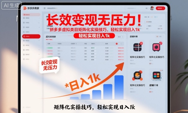长效变现无压力!拼多多虚拟类目矩阵化实操技巧,轻松实现日入1k【揭秘】-Scorpio丨网创