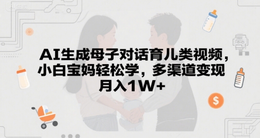 AI生成母子对话育儿类视频，小白宝妈轻松学，多渠道变现，月入1W+-Scorpio丨网创