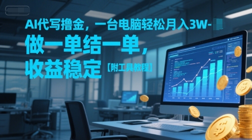 AI代写撸金，一台电脑轻松月入1-3W，做一单结一单，收益稳定【附工具教程】-Scorpio丨网创