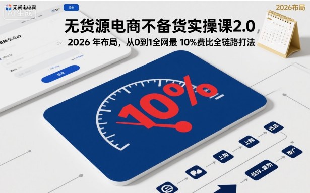 无货源电商不备货实操课2.0，2026年布局，从0到1全网最低10%费比全链路打法【更新26年3月】-Scorpio丨网创