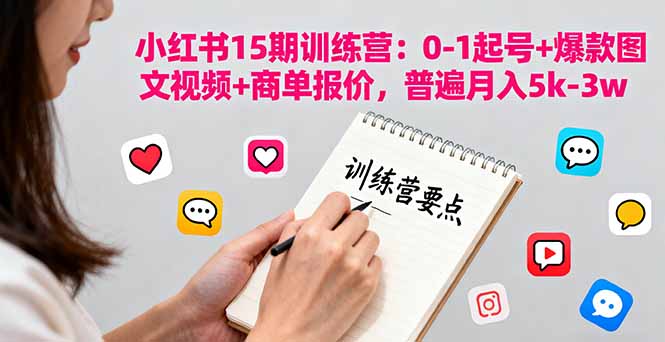 小红书15期训练营:0-1起号+爆款图文视频+商单报价,普遍月入5k-3w-Scorpio丨网创