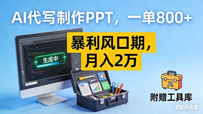 (16967期)AI代写制作PPT,一单800+, 暴利风口期,月入2万【附工具】-Scorpio丨网创