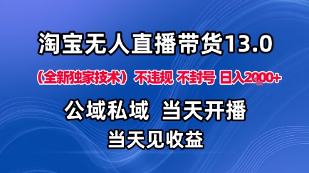 淘宝无人直播13.0,公域私域技术,不封号,不违规布局下半年旺季赛道,日入1K+(独家技术)【揭秘】-Scorpio丨网创