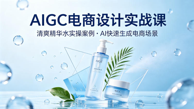AIGC电商设计实战课，以清爽精华水为实操案例，教你用AI快速生成电商场景-Scorpio丨网创