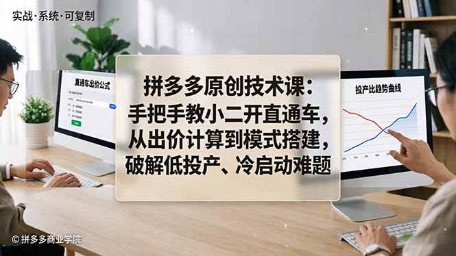 （18159期）拼多多原创技术课：手把手教小二开直通车，从出价计算到模式搭建，破解低投产、冷启动难题-Scorpio丨网创