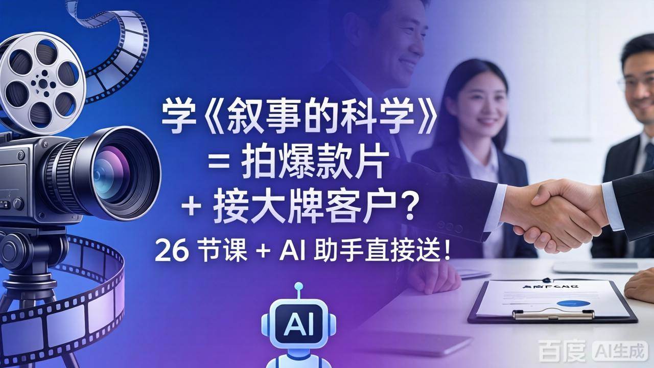 （18302期）学《叙事的科学》= 拍爆款片 + 接大牌客户？26 节课 + AI 助手直接送！-Scorpio丨网创