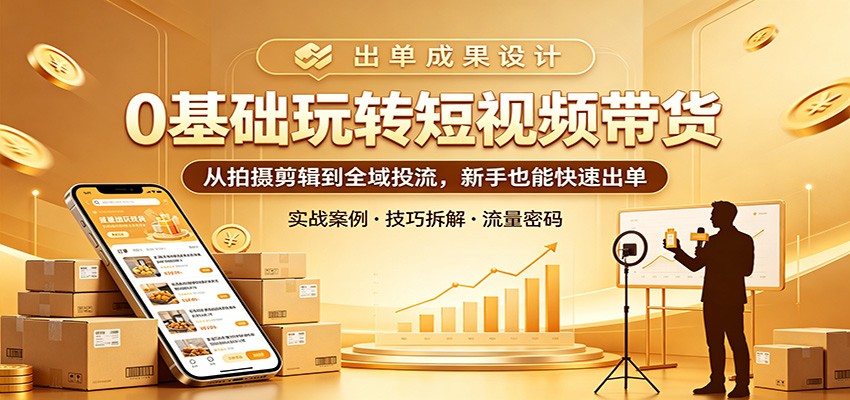 0基础玩转短视频带货：从拍摄剪辑到全域投流，新手也能快速出单-Scorpio丨网创