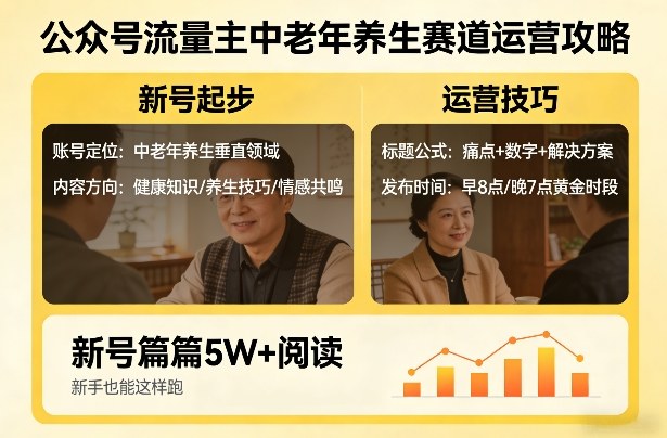公众号流量主中老年养生赛道，新号篇篇5W+阅读，新手也能这样跑-Scorpio丨网创