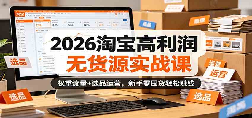 2026淘宝高利润无货源实战课：权重流量+选品运营，新手零囤货轻松赚钱-Scorpio丨网创