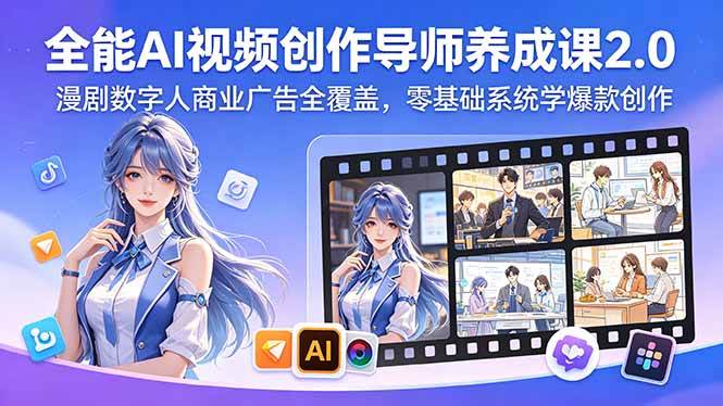 （18505期）全能AI视频创作导师养成课2.0，漫剧数字人商业广告全覆盖，零基础系统学爆款创作-Scorpio丨网创