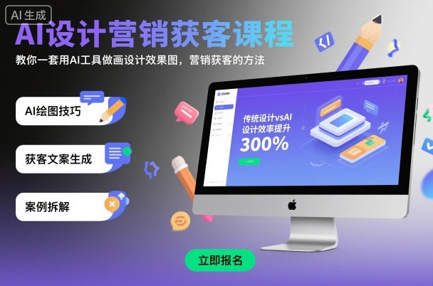 AI设计营销获客课程,教你一套用AI工具做画设计效果图,营销获客的方法-Scorpio丨网创