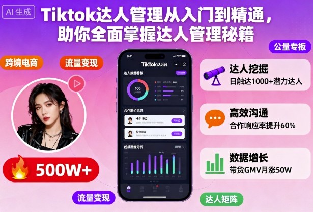 Tiktok达人管理从入门到精通,助你全面掌握达人管理秘籍-Scorpio丨网创
