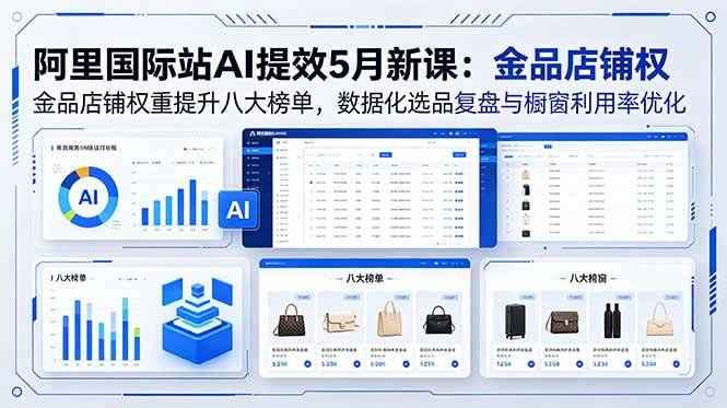 （18556期）阿里国际站AI提效5月新课：金品店铺权重提升八大榜单，数据化选品复盘与橱窗利用率优化-Scorpio丨网创