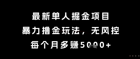 最新单人掘金项目，暴力撸金玩法，无风控，每个月多挣5k+【揭秘】-Scorpio丨网创