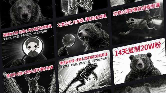 （17376期）情绪放大镜-动物心理学爆款短视频课，文案公式、AI生图、多平台变现，14天复制20W粉-Scorpio丨网创