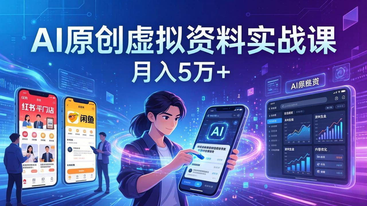 (17657期)AI原创虚拟资料实战课:2026新机会,小红书闲鱼开店,普通人用AI轻松变现,月入5万+-Scorpio丨网创