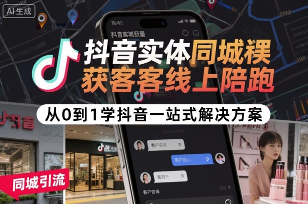 抖音实体同城获客线上陪跑,从0到1学抖音一站式解决方案-Scorpio丨网创