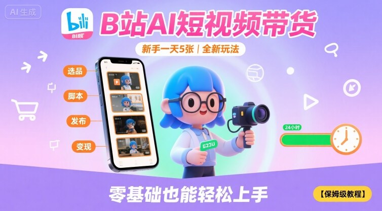 B站AI短视频带货，新手一天5张，全新玩法【保姆级教程】-Scorpio丨网创