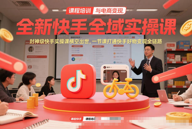 全新快手全域实操课,封神级快手实操课横空出世,一节课打通快手好物变现全链路-Scorpio丨网创