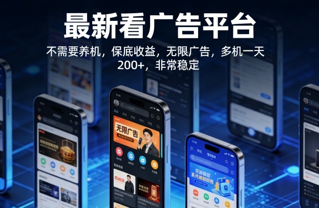 最新看广告平台，不需要养机，保底收益，无限广告，多机一天200+，非常稳定【揭秘】-Scorpio丨网创