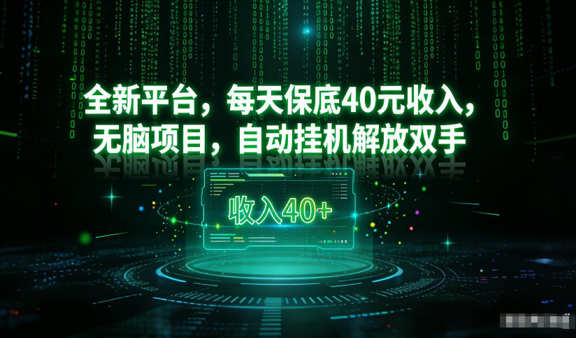最新看广平台，每天保底30-4米，无脑项目，自动挂G解放双手【揭秘】-Scorpio丨网创