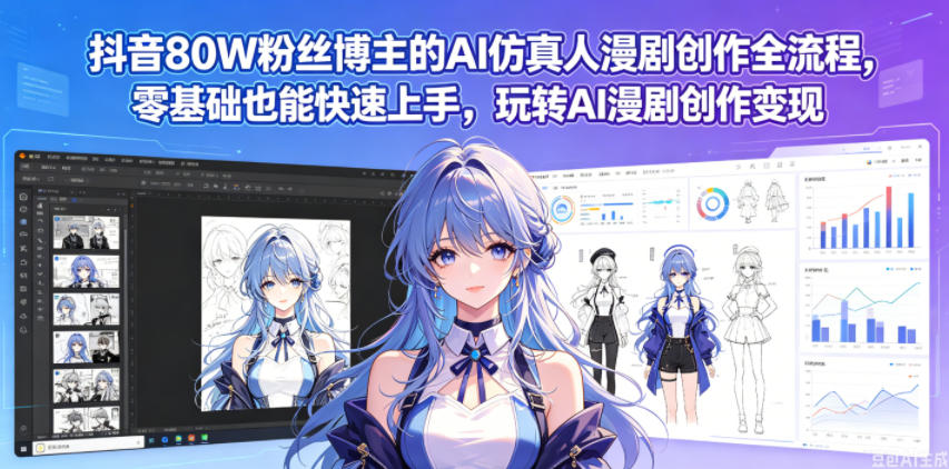 抖音80W粉丝博主的AI仿真人漫剧创作全流程，零基础也能快速上手，玩转AI漫剧创作变现-Scorpio丨网创