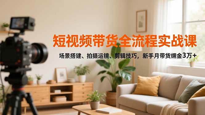 (16680期)短视频带货全流程实战课,场景搭建、拍摄运镜、剪辑技巧,新手月带货佣金3万+-Scorpio丨网创