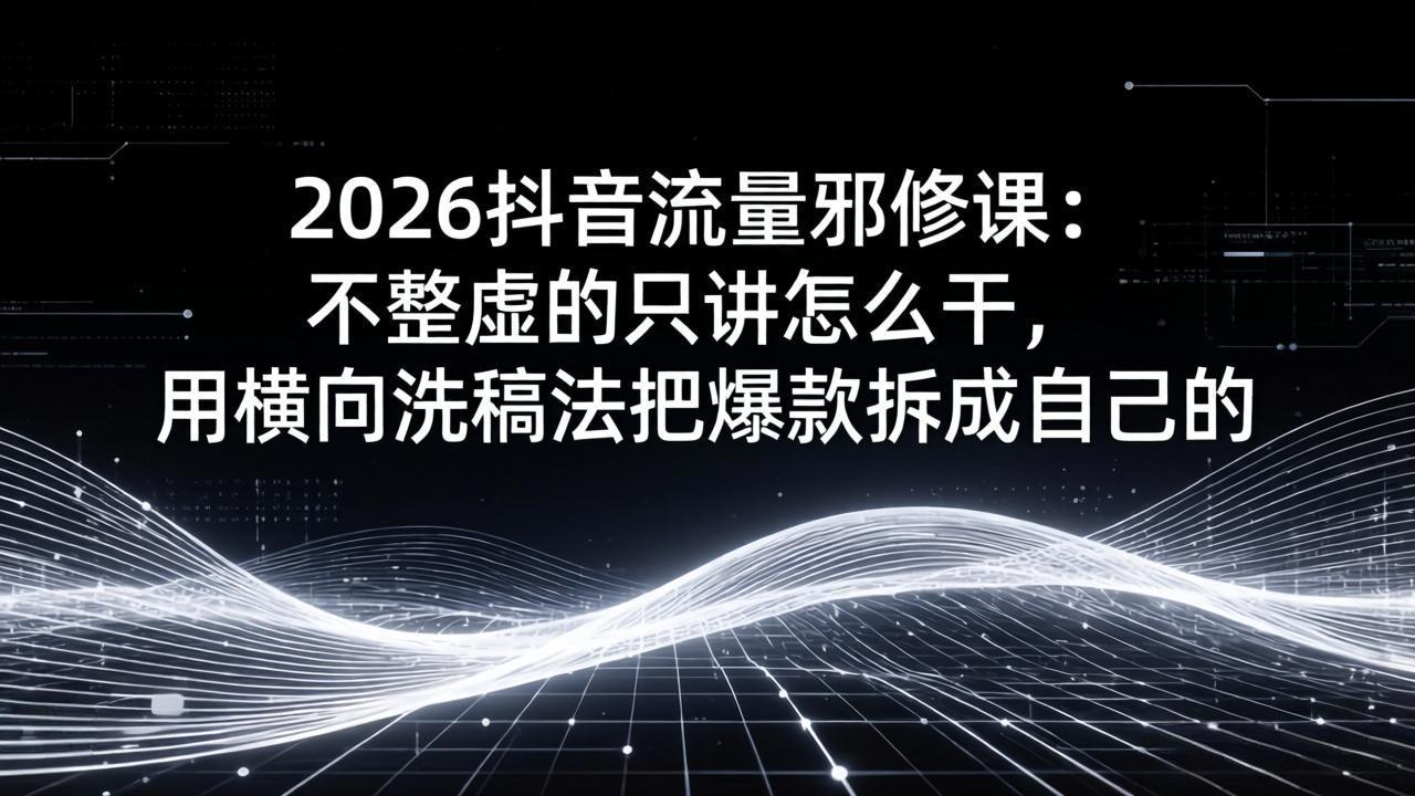 2026抖音流量邪修课：不整虚的只讲怎么干，用横向洗稿法把爆款拆成自己的-Scorpio丨网创