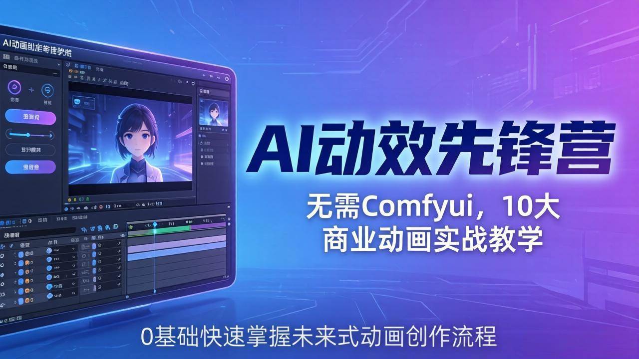 （18077期）AI 动效先锋营：无需Comfyui，10大商业动画实战教学，0基础快速掌握未来式动画创作流程-Scorpio丨网创