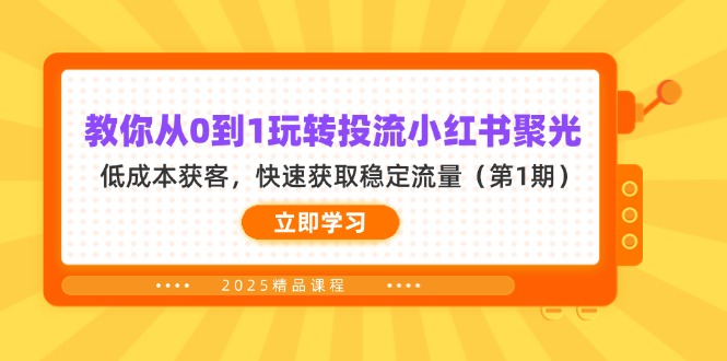 （14260期）教你从0到1玩转投流小红书聚光，低成本获客，快速获取稳定流量（第1期）-Scorpio丨网创