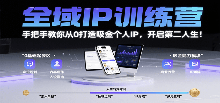 全域IP训练营,手把手教你从0打造吸金个人IP,开启第二人生!-Scorpio丨网创