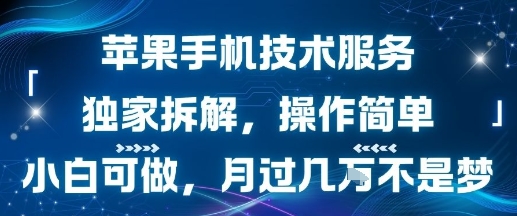 苹果手机技术服务,独家拆解,操作简单,小白可做,月过1W不是梦-Scorpio丨网创